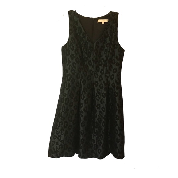 LOFT Dresses & Skirts - Loft Green Animal Print Fit and Flare Sleeveless Dress